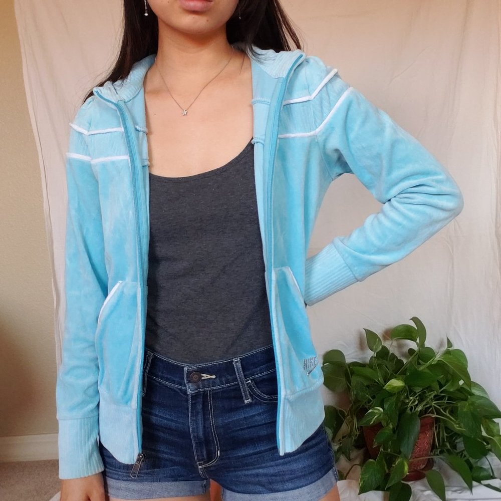Blue Nike fuzzy zip-up jacket